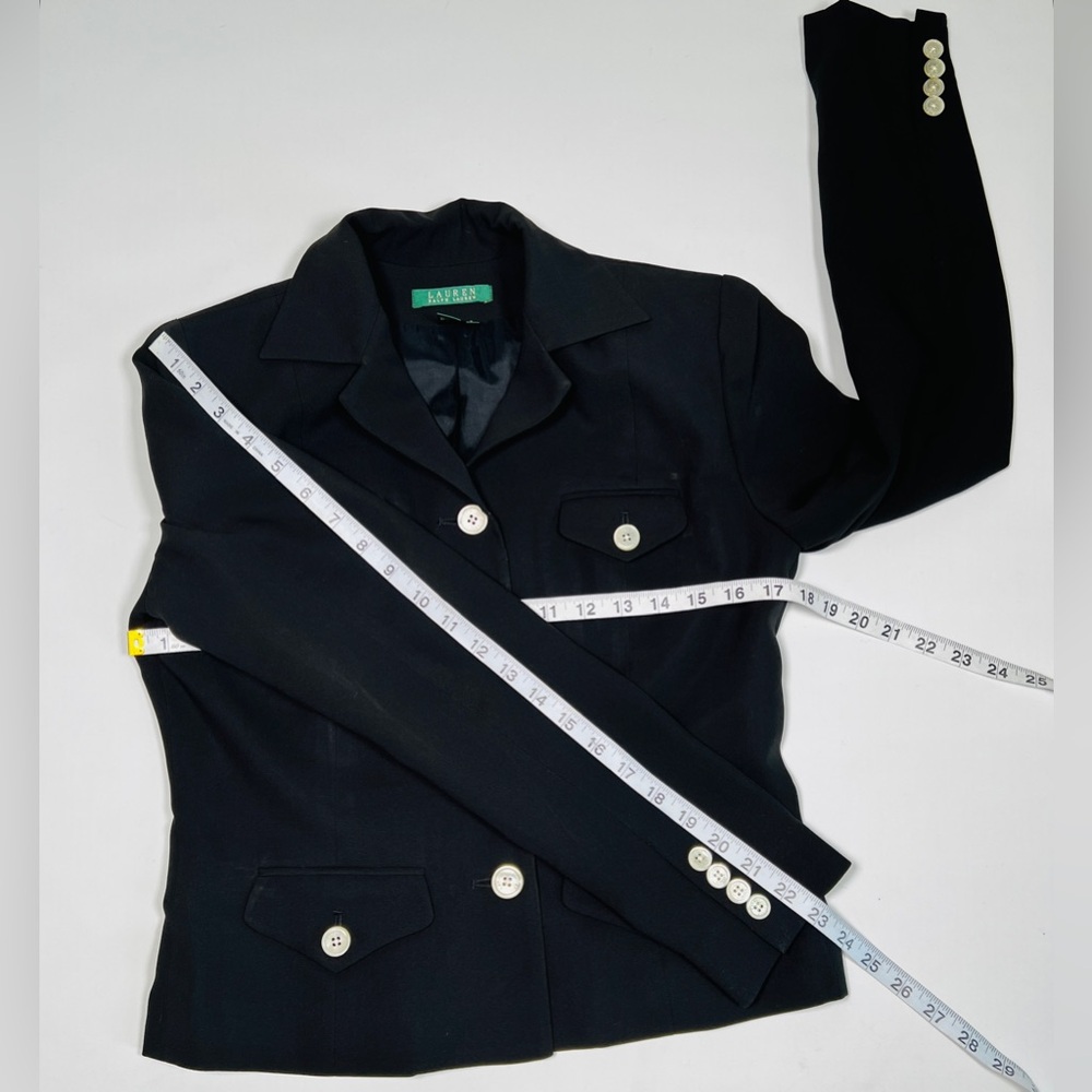 LAUREN RALPH LAUREN Womans Blazer Size 6 Black Silk Fitted - Picture 9 of 13